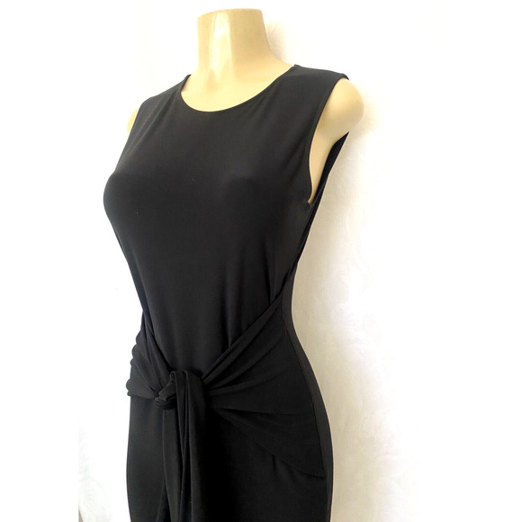 NORMA KAMALI Kulture Black Tie Front Sleeveless Jersey Knit Dress Sheath… - Picture 3 of 5